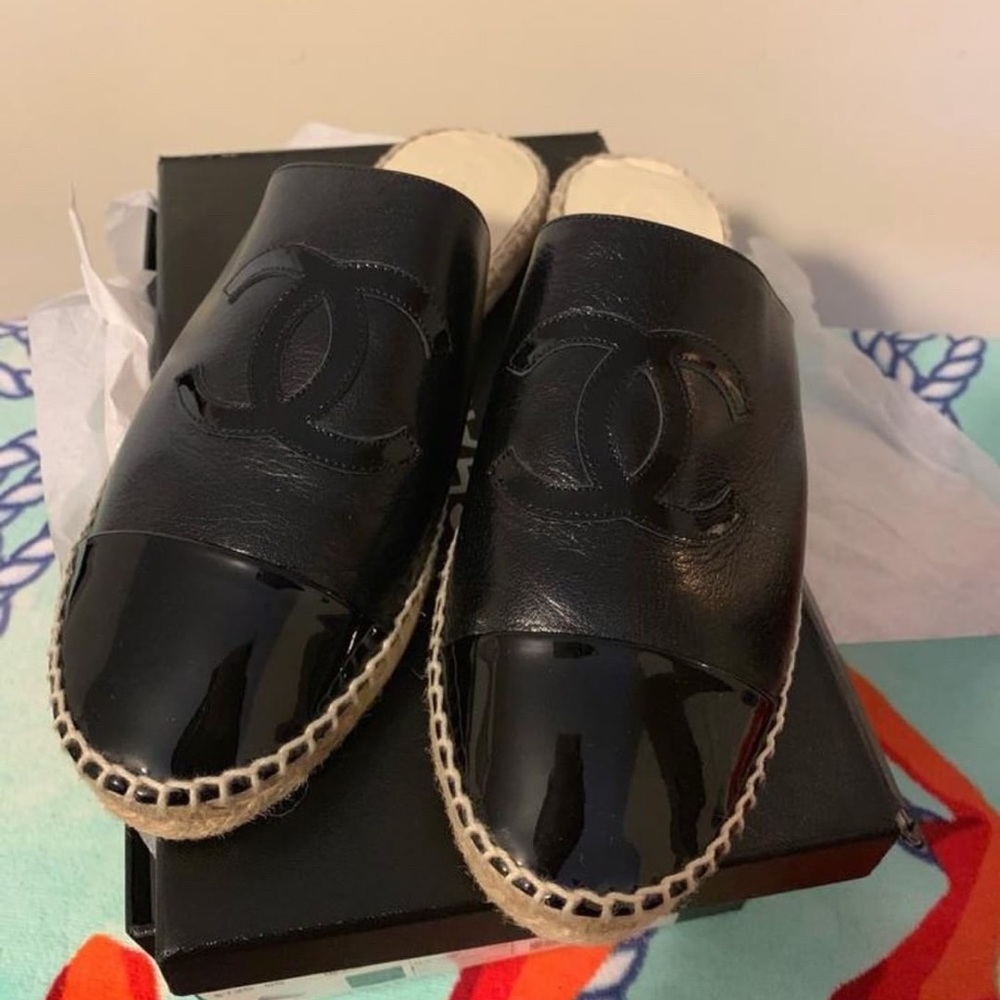 Black Chanel espadrilles